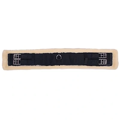 Afbeelding van QHP Ontario dressuurriem met voering van imitatiebont 1 ring en rolgespen (65 cm)