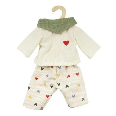Afbeelding van Heless 2516 Vêtements de poupée « Confettis cœurs », 3 pièces avec pantalon en corde, t shirt et foulard, pour poupées doudous 35 à 45 cm
