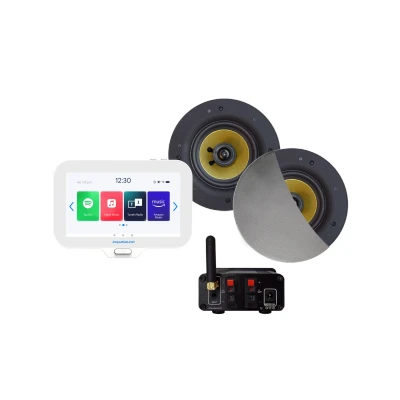 Afbeelding van N Joy badkamerradio met controller (IPX7), wand lader, Rumba speaker set mat chroom en bluetooth versterker 30 WATT