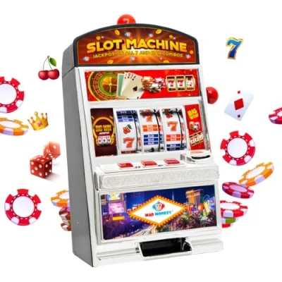 Afbeelding van Mad Monkey Slot Spaarpot Machine XL, in Ontwerp met Geluid en Licht, lichten, Muntenmachine voor Kinderen Volwassenen