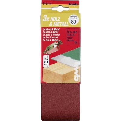Afbeelding van kwb 911404 Schuurbandset Korrelgrootte 40 (l x b) 410 mm 65 3 stuk(s)