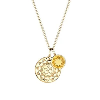 Afbeelding van Elli Dames Halsketting Ornament Hanger Talisman Om Harmonie met Citrien Geel in 925 Sterling Zilver Verguld