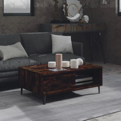Afbeelding van Salontafel 90x60x35 cm spaanplaat gerookt eikenkleurig