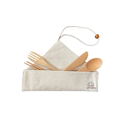 Afbeelding van Bestekset Basic Bag Hout Beige/Bamboe Unique