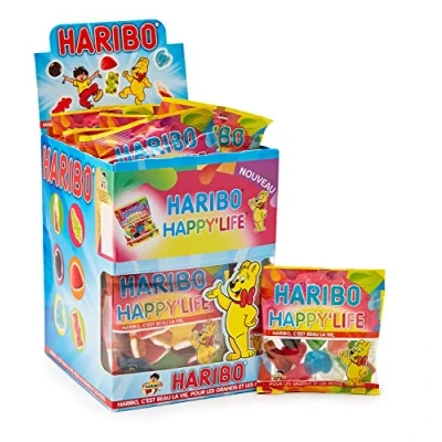 Image de HARIBO Happy Life Assortiment de Bonbons Gélifiés Prêt à Vendre 30 Sachets 40g total 1,2kgs
