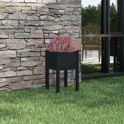 Afbeelding van Plantenbak 40x40x70 cm massief grenenhout zwart