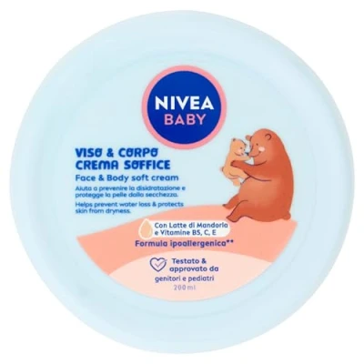 Afbeelding van NIVEA BABY gezichts en lichaamscrème 200 ml, hydraterende voedende voor kinderen, gezichtscrème pasgeborenen met amandelmelk vitaminen,
