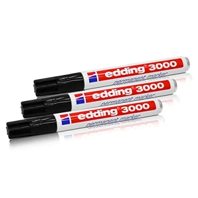 Afbeelding van 3x Edding 3000 permanente marker zwart 1,5 3 mm