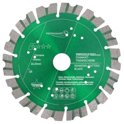 Afbeelding van PRODIAMANT Premium Turbo concave diamantdoorslijpschijf 150 mm x 22,2 mm, voor steen, beton, droog snijden