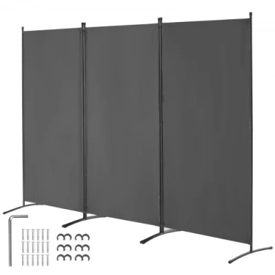 Image de VEVOR Cloison de Séparation Paravent à 3 Panneaux 260 cm Séparateur Bureau Gris
