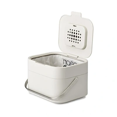 Image de Joseph Stack 4 Poubelle pour les déchets alimentaires avec couvercle et Filtre Anti Odeurs, Bac à compost de cuisine poignée, Gris Pierre, L