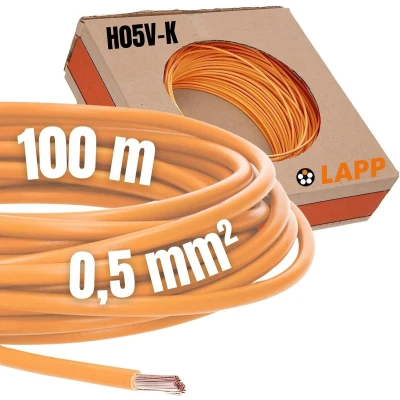 Afbeelding van LAPP 4510091 Draad H05V K 1 x 0.50 mm² Oranje 100 m