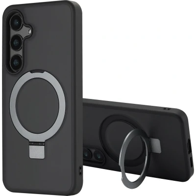 Afbeelding van Accezz Hoesje Geschikt voor Samsung Galaxy S24 Ring Stand Backcover MagSafe Zwart