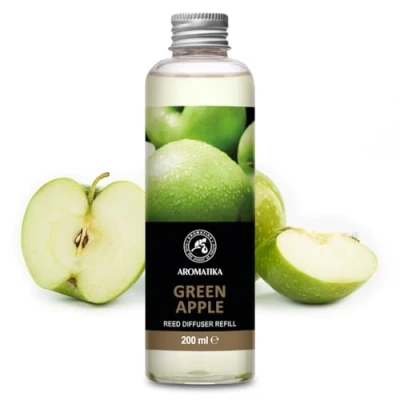 Afbeelding van Navulverpakking voor groene appel, 200 ml, luchtverfrisser thuis, frisse en duurzame geur, aromatherapie, spa, badkamer, Fintess, club, restaurant, winkel, Reed Diffuser Refill Green Apple