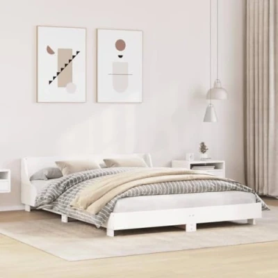 Afbeelding van vidaXL Bedframe met hoofdbord massief grenenhout wit 120x200 cm