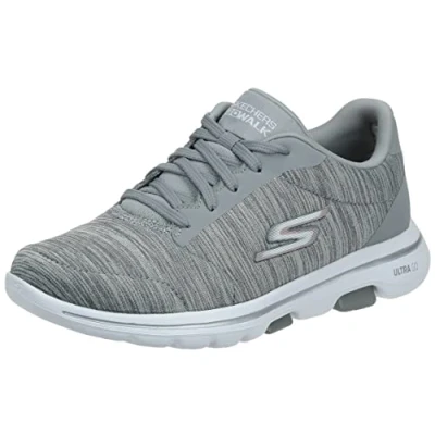 Afbeelding van Skechers Go Walk 5 True, damessneakers, grijs textiel trim
