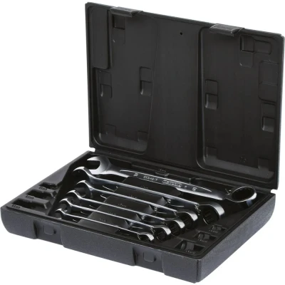 Afbeelding van KS TOOLS 503.4646 Set ratelringsteeksleutels 72 19, 8 Chroom vanadium staal