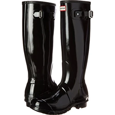 Afbeelding van Hunter Gloss Tall, regenlaarzen en enkellaarzen voor dames, zwart.