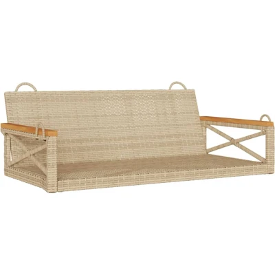 Afbeelding van Schommelbank 109x62x40 cm poly rattan beige