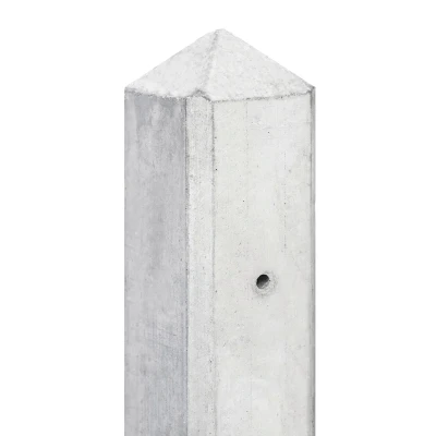 Afbeelding van Betonpaal Wit/grijs Met Diamant Kop 10x10x278cm Kabeldoorvoer Voor Schermen 180cm Hoog