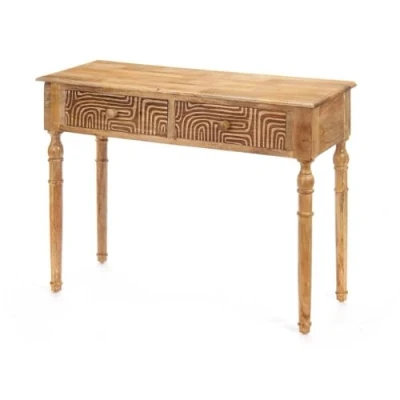 Afbeelding van Zijtafel met 2 lades Bruin Mangohout 98 x 77 42 cm Curve
