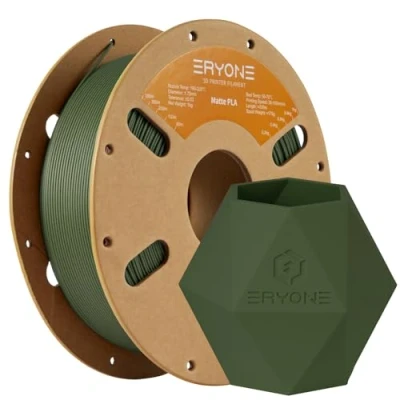 Afbeelding van ERYONE Matt PLA Filament voor 3D Printer, 1.75mm, Tolerantie: ¡À0.03mm, 1kg (2.5LBS)/Spool, Mat olijfgroen
