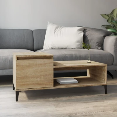 Afbeelding van Salontafel 100x50x45 cm bewerkt hout sonoma eikenkleurig