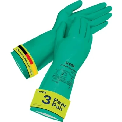Afbeelding van Uvex Profastrong NF33 Beschermende handschoenen, verpakking van 3 paar, tegen chemicaliën, oliën, vetten, zuren en oplosmiddelen, slijtvast, duurzaam
