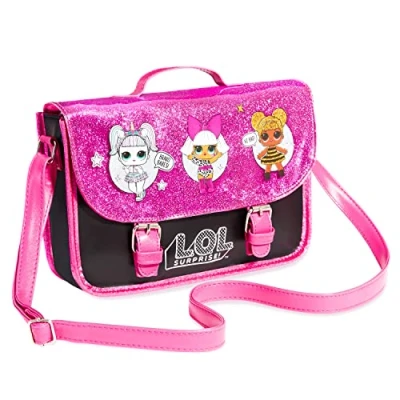 Afbeelding van L.O.L. Surprise! Handtas voor Meisje met Lol Unicorn Doll, Diva en Queen Bee, Blinkend Paars Zwart Crossbody Tas, Trendy Tassen Meisjes, Gift for Girls
