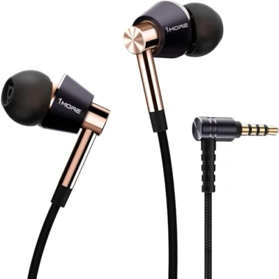 Afbeelding van 1MORE Triple Driver E1001 In ear hoofdtelefoon met zeer hoge resolutie, drievoudige driver, geïntegreerde microfoon en multifunctionele afstandsbediening, goudkleurig