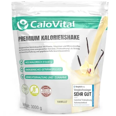 Image de CaloVital Aliment à boire, hautement calorique, pour la prise de poids, glucides et protéines sous forme shake dosé avec nombreuses vitamines, qualité supérieure