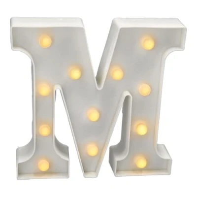 Afbeelding van JANDEI Lichtgevende letters en cijfers, warm licht, decoratie milieu, bedlampjes, vitrines, bruiloften, verjaardagen, feestjes. Werkt op AA batterijen niet inbegrepen (Brief M)
