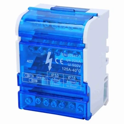 Afbeelding van Din rail verdeelkast 125 A/500 V, 407 doos, 4 IN 24 OUT, tetrapolaire trapverdeler, traps aansluitdoos voor elektrotechniek