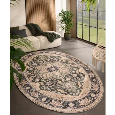 Afbeelding van Buitenkleed Ovaal Vintage Valenca Fino Beige/groen 160x230 Cm