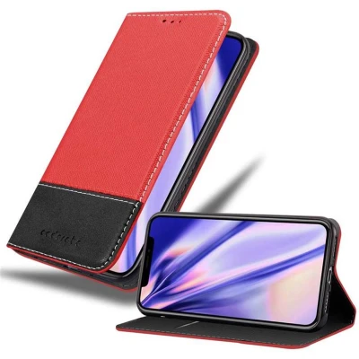 Afbeelding van Cadorabo Hoesje geschikt voor Apple iPhone X / XS in ROOD ZWART Beschermhoes met magnetische sluiting, standfunctie en kaartvakje Book Case Cover Etui
