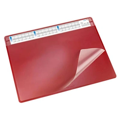 Afbeelding van Läufer 47654 Durella Soft bureau onderlegger 50 x 65 cm met transparante standaard en kalender, rood