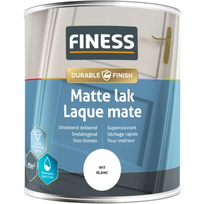 Afbeelding van Finess matte lak waterbasis wit 750 ml.