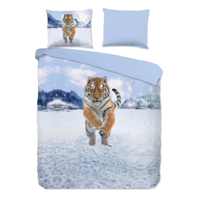 Afbeelding van Good Morning Dekbedovertrek &quot;tijger in de sneeuw&quot; Multi (240x200/220 cm) Katoen Flanel