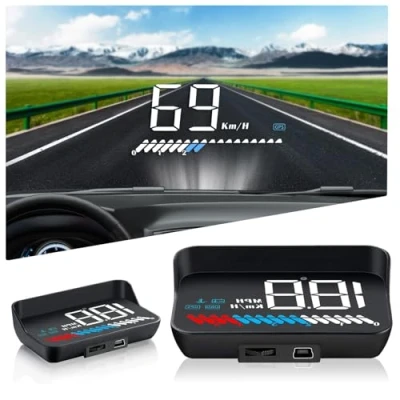 Afbeelding van OBD2 ingebouwde HUD display en Dual System GPS display, snelheidsmeter watertemperatuurmeter motorsnelheid veiligheidsalarm voor alle voertuigen