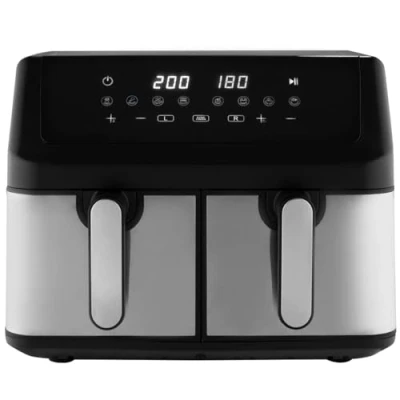 Afbeelding van ProfiCook® PC FR 1296 H heteluchtfriteuse, 2 kamers, 9 l, heteluchtfriteuse met gebruiksklaar systeem, tegelijkertijd vetvrij, antiaanbaklaag