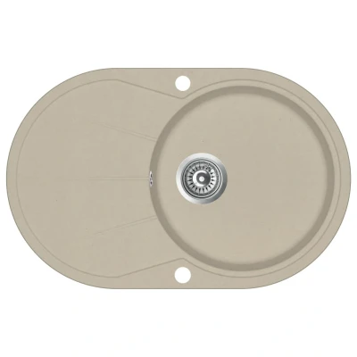 Afbeelding van Gootsteen enkele bak ovaal graniet beige