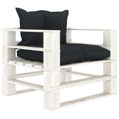 Afbeelding van Tuinbank met antracietkleurige kussens pallet hout