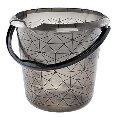 Afbeelding van keeeper Emmer met geïntegreerde schaal en ergonomische handgreep, 10 l, Ilvie Polygon, kristalgrijs