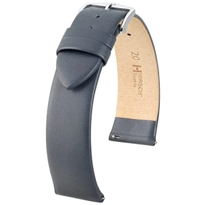 Afbeelding van HIRSCH Toronto Italiaanse kalfsleer horlogeband, klassiek, elegant, voor dames en heren, grijs., riem