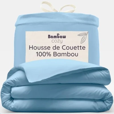 Afbeelding van Bamboe Dekbedovertrek 200 x cm Ultrazacht Lichtblauw Eco Dekbedhoes Luxe Beddengoed Hypoallergeen Puur viscose rayon Ultra ademende Stof Bambaw