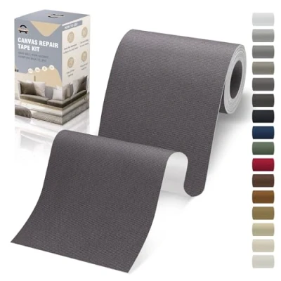 Afbeelding van Patch stof, zelfklevend, 10 x 200 cm, canvasstof, donkergrijs, waterdicht, voor bank, tent, meubels, autostoel, ligstoel