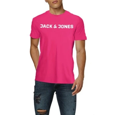 Afbeelding van JACK &amp; JONES Jjecorp Logo Tee Ss Crew Neck Noos T shirt voor heren, Roze (Fuchsia Pink), S