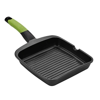 Afbeelding van BRA Prior Grillpan, gerangschikt, 28 cm, van gegoten aluminium, met antiaanbaklaag, Teflon, innovaties zonder PFOA, compatibel alle warmtebronnen, inclusief inductie