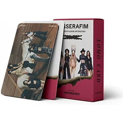 Afbeelding van GUNBAK Kpop Le SSERAFIM Lomo fotokaarten, 55 stuks, UNFORGIVEN nieuw album, kaarten, postkaarten, cadeau voor fans (B)