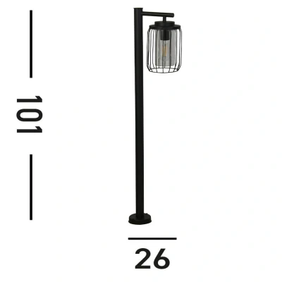 Afbeelding van Tuinpadverlichting, IP44, zwart, hoogte 100 cm, metaal